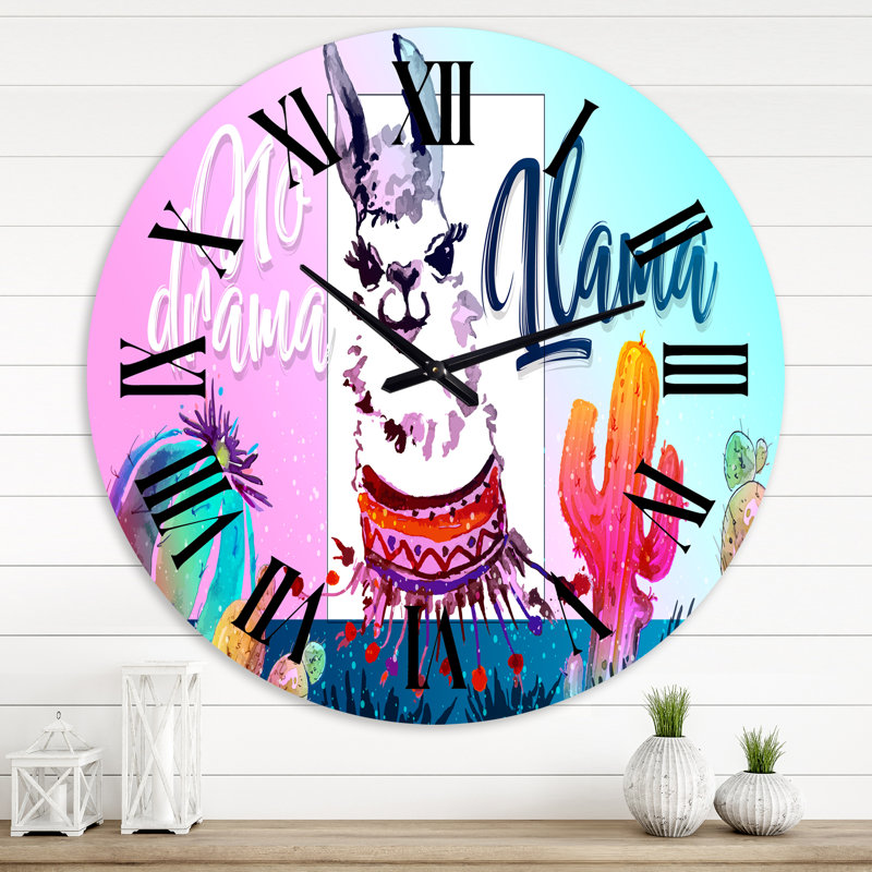 No Drama Llama - Horloge murale pour enfants, Grand