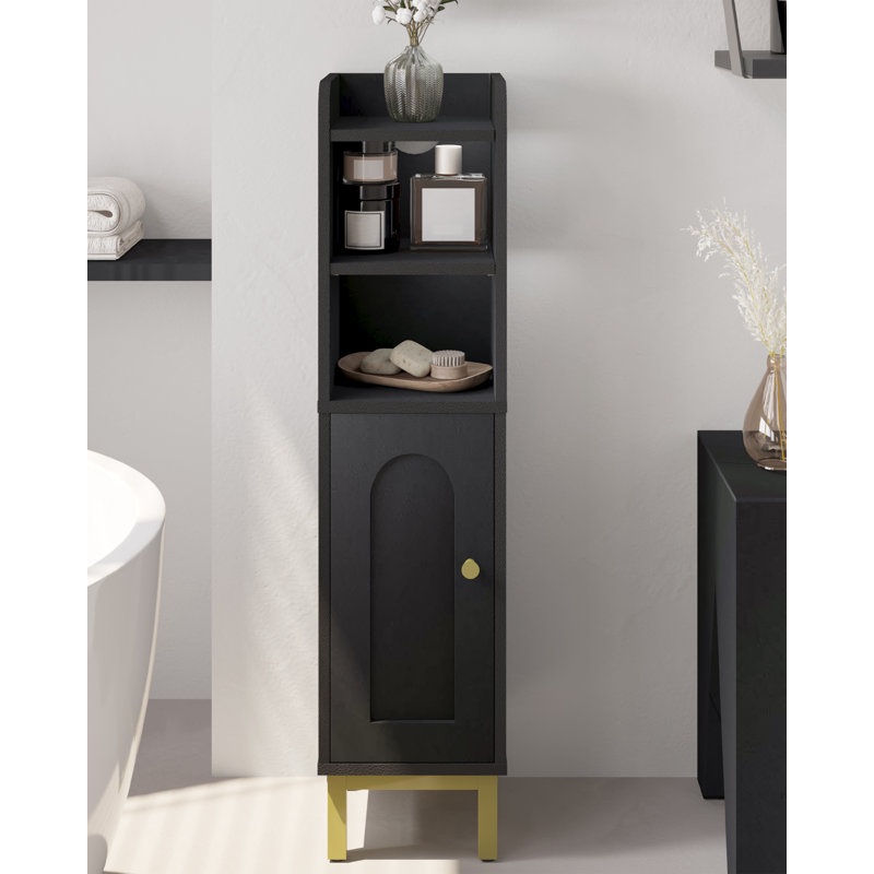 Bathroom Cabinet, Small Corner Floor Cabinet with Door and Shelves, Narrow Toilet Paper Cabinets, Bathroom Organizer with Adjustable Shelf, for Small Spaces