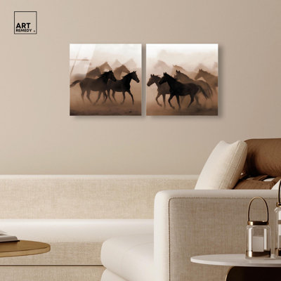 Neutral Harmony Minimalist Abstract Acrylic Wall Decor Set of 2 by Art Remedy, Ready to Hang, 20x20