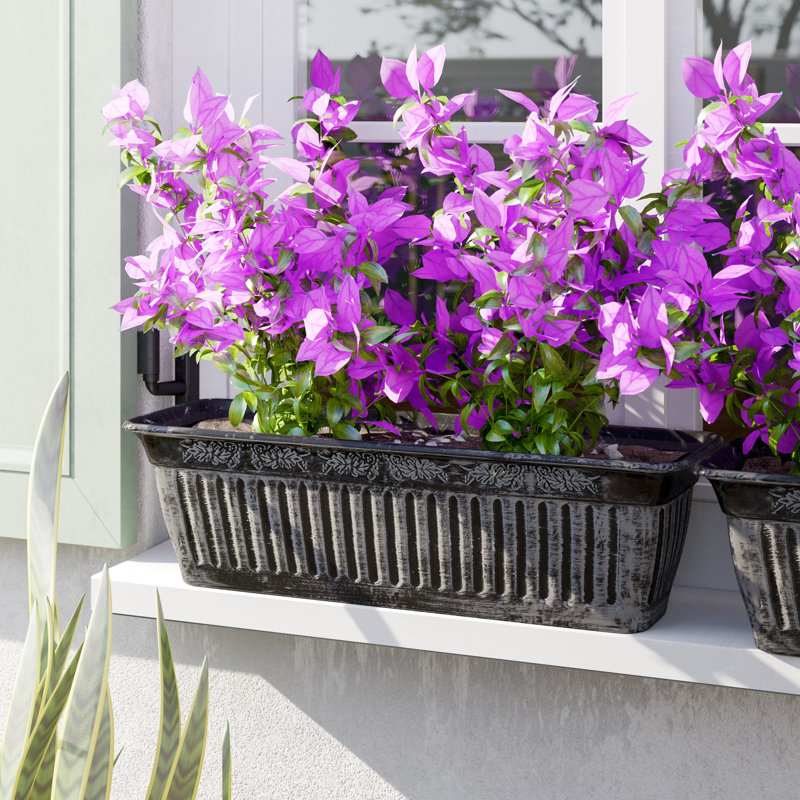 Yasmine Planter Box, 17 cm H x 59 cm W x 19 cm D, Antique Silver