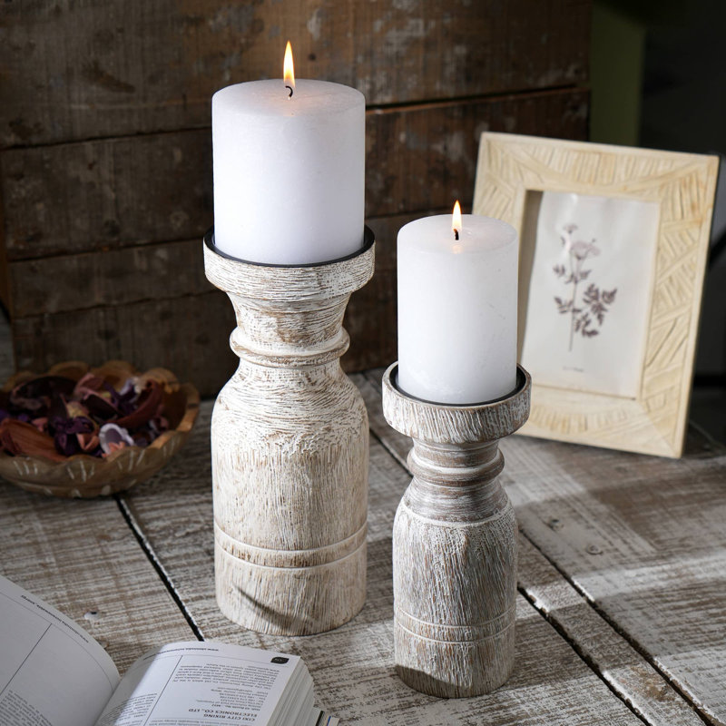 Wood Candle Holder | Decorative Wooden Candle Stand | 3.5x9 inches, 8.75" H x 3.5" W x 3.5" D