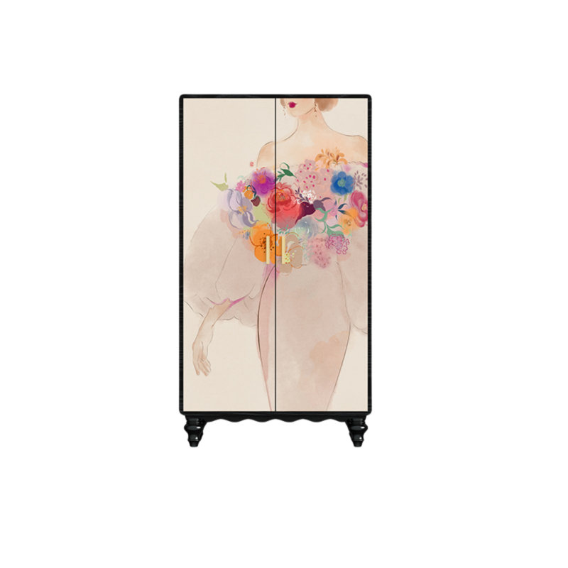 Garde-robe moderne pour chambre double, Noir / rose