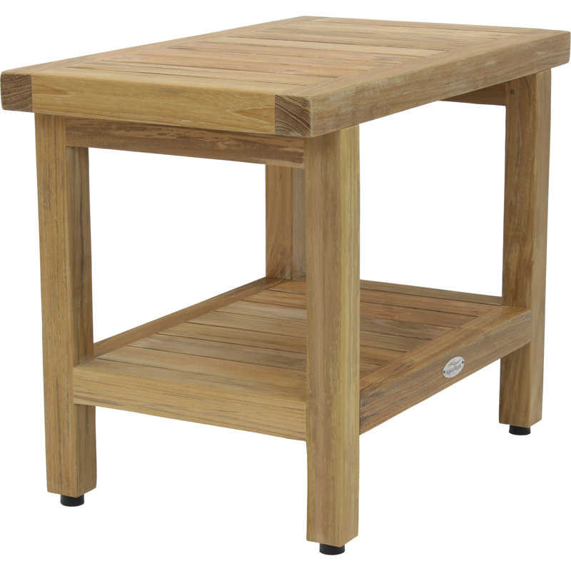 Spa 24" W Teak Shower Bench, Clear Coat