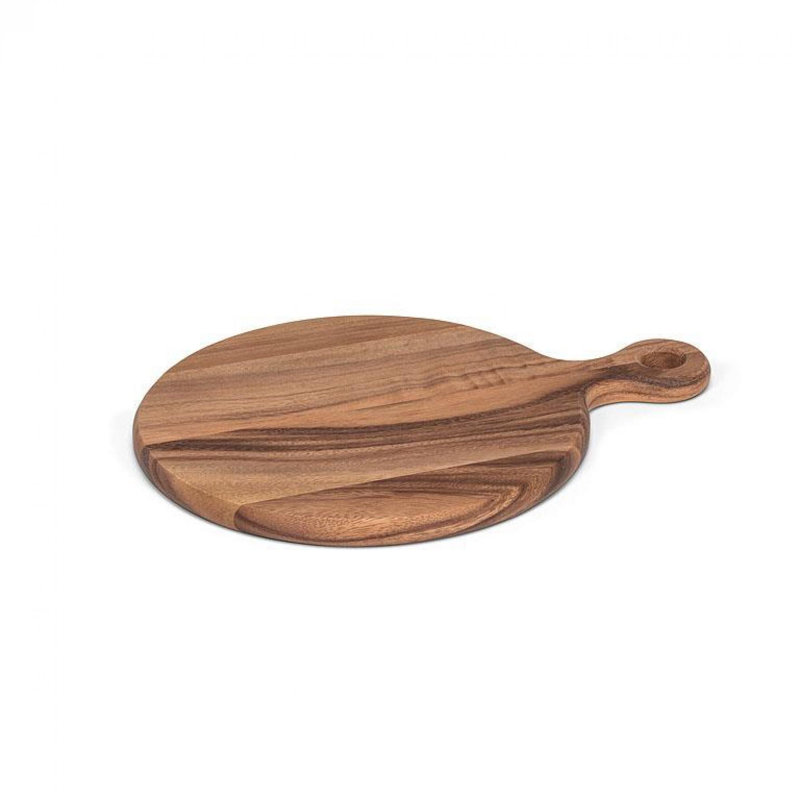 Rustic Acacia Wood Round Paddle Cutting Board with Handle