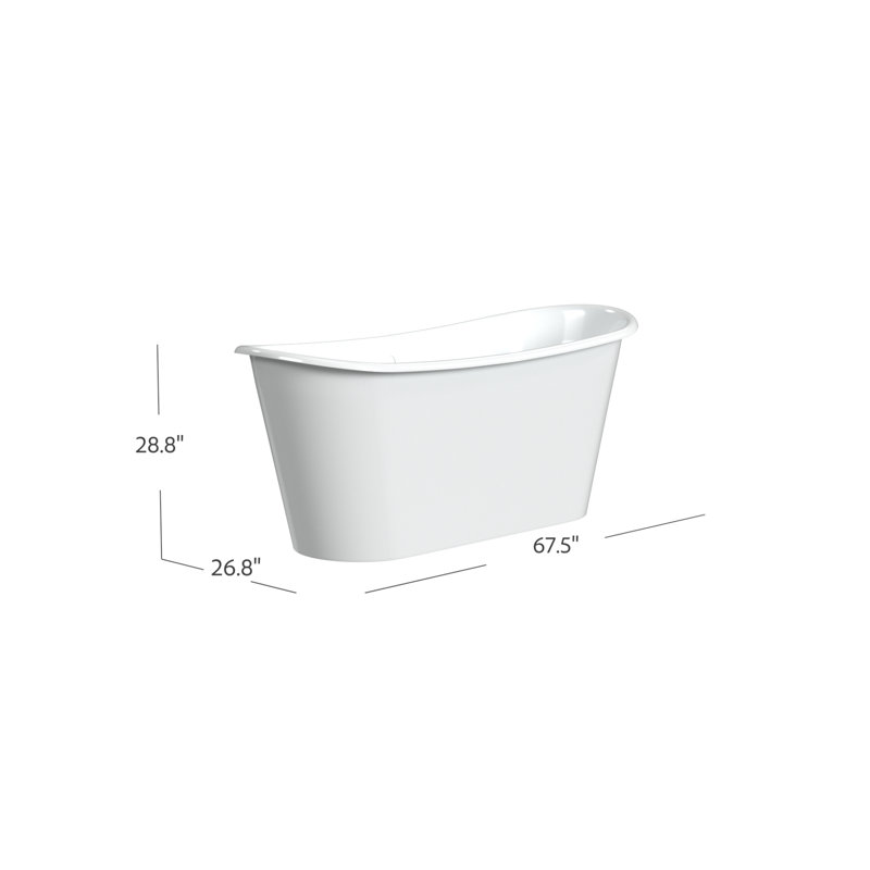 Spencer 68'' L Soaking Bathtub, White Interior with Custom Exterior