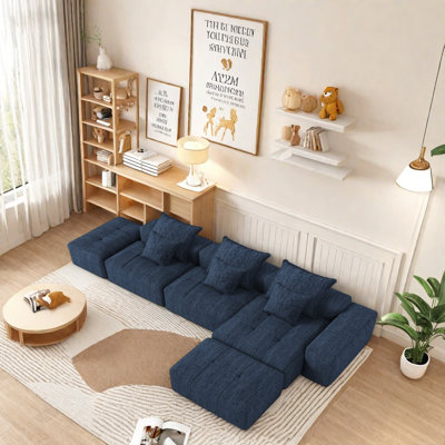 Canapé modulaire surdimensionné en chenille touffetée, sans assemblage requis, canapé modulaire personnalisable avec tissu mousseux doux, canapé de salon multi-combinaisons pour le salon