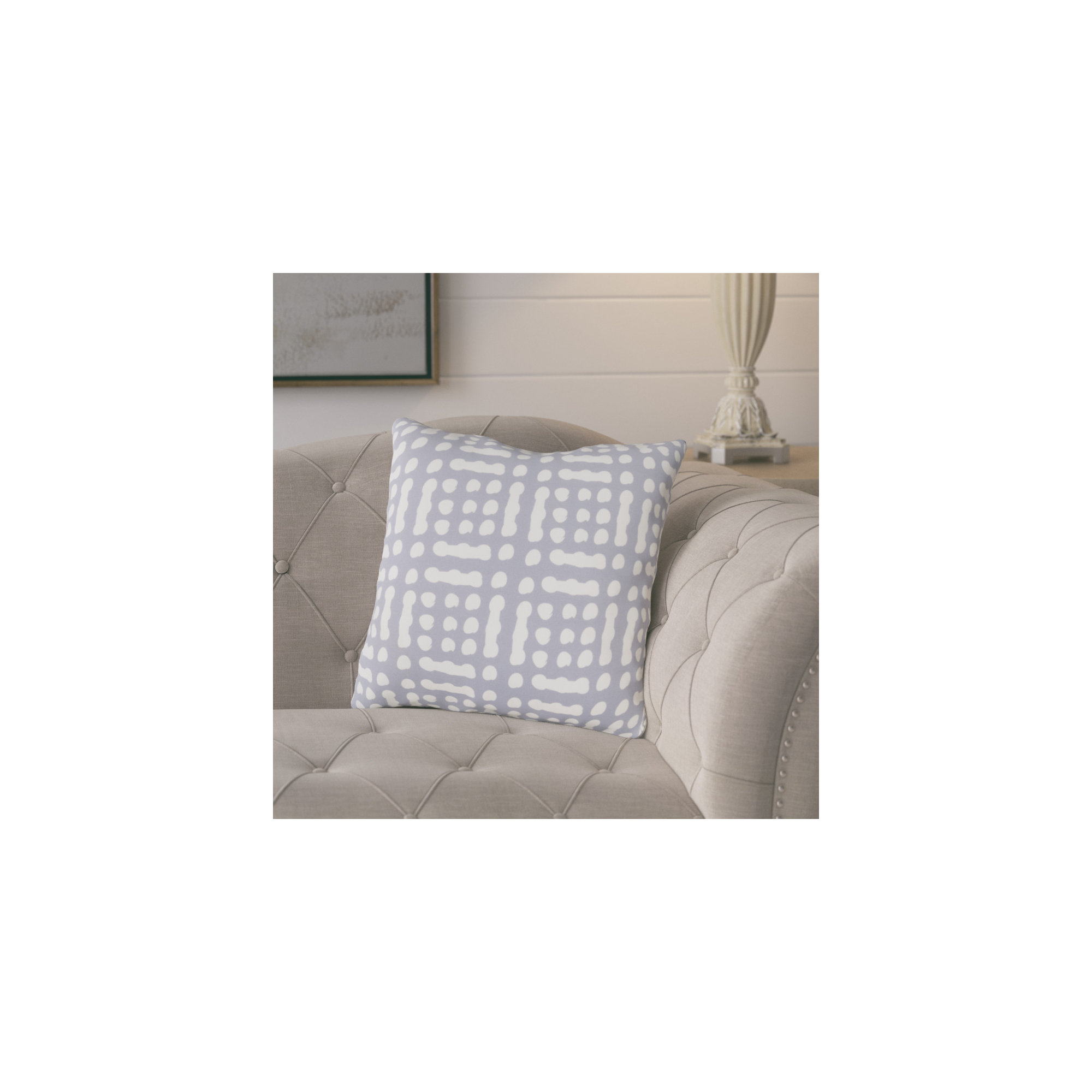 Winsor Geometric Indoor/Outdoor Throw Pillow, 20" H x 20" W x 5" D, Gray/Neutral
