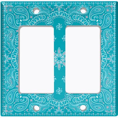 Teal Paisley Bandana Circle White Tile 2-Gang Toggle Light Switch Wall Plate -  WorldAcc, F-R2-TIL051