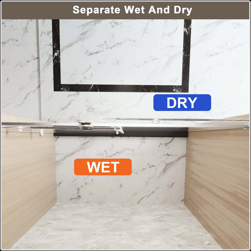 Porte de douche simple sans cadre 56-60 x 76 - Nickel brossé, rail carré, Brushed Nickel