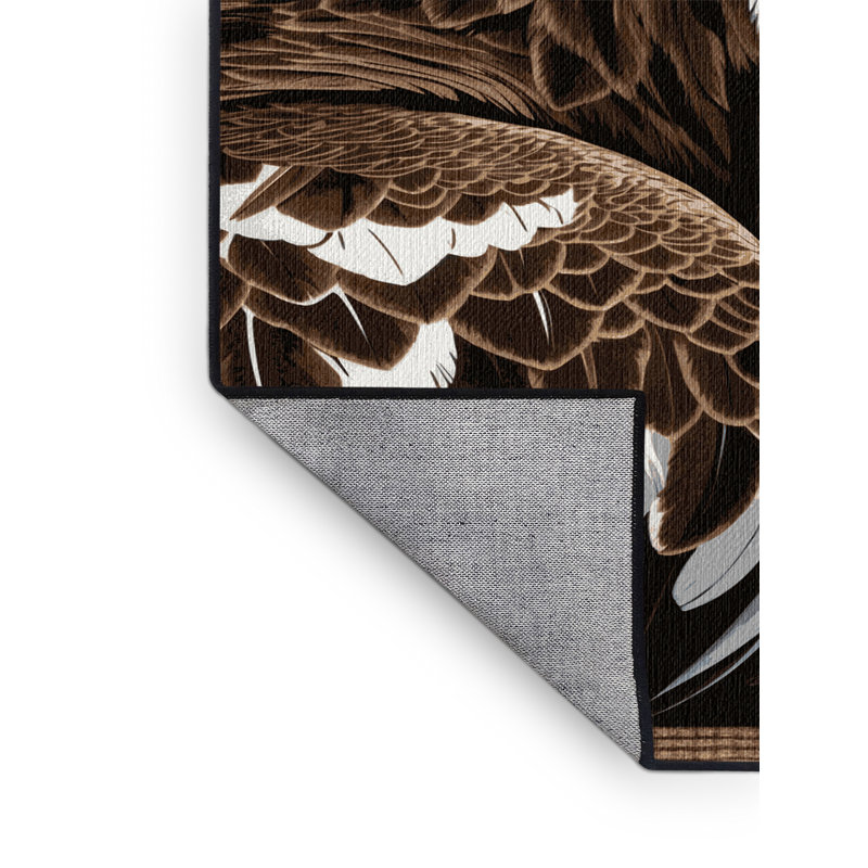 Tapis à motif de faune à motif d'aigle martial lavable , Rond 4 pi