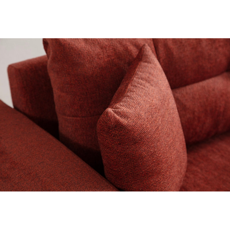 Canapé-lit 3 places Amarande, rouge carrelé, 88,6 po x 36,2 po x 29,5 po | Structure durable en bois de hêtre et en carton | Tissu 100% polyester, nettoyage à sec | Mécanisme confortable à dossier 28 en mousse et à dossier pivotant | Parfait pour les espaces de vie modernes