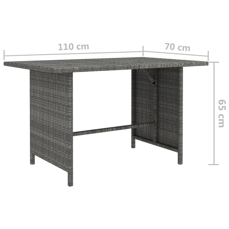 Patio Dining Table Grey 43.3" x 27.6" x 25.6" Poly Rattan, Grey
