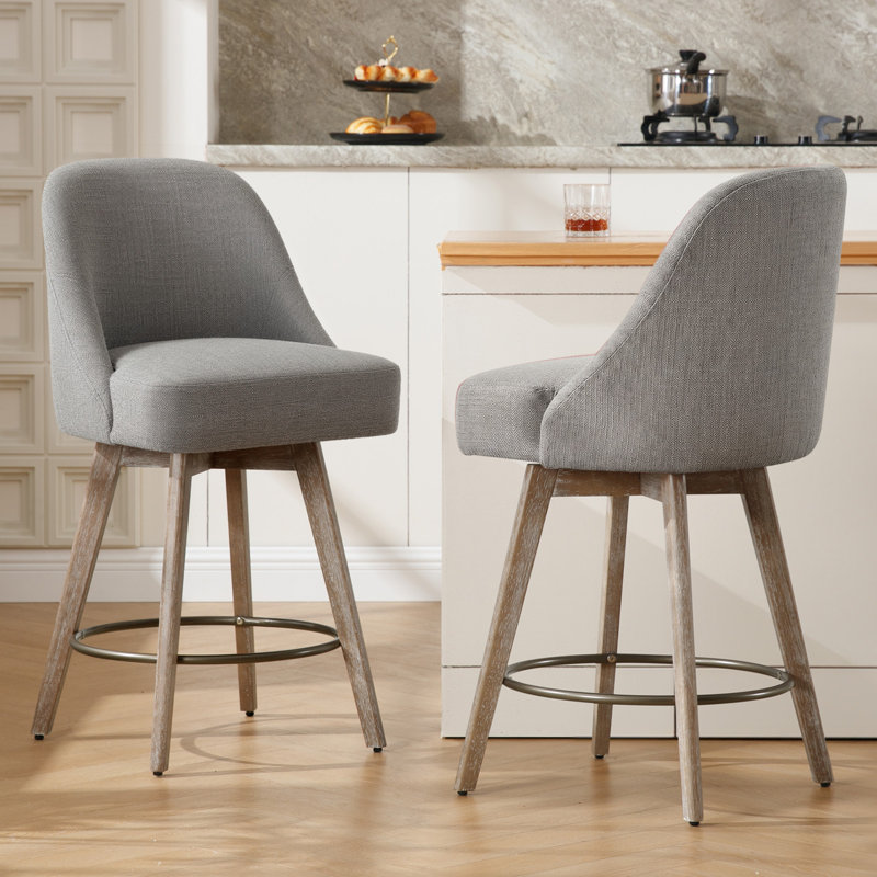 Tabouret pivotant rembourré 26 po Mangu, Light Grey