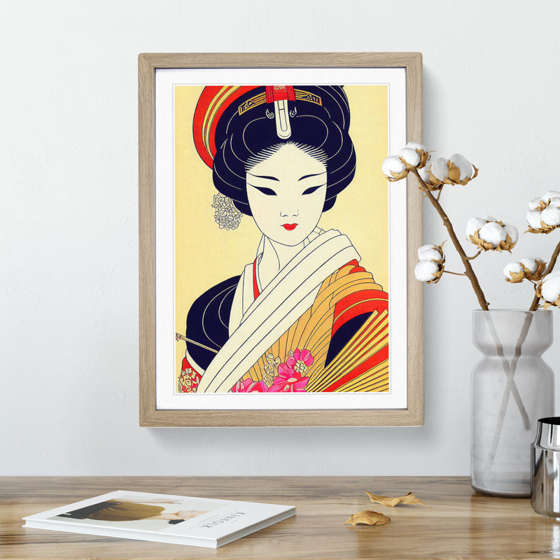 Splendid Geisha - Framed Print, 34cm H x 25cm W x 2cm D, Oak Framed