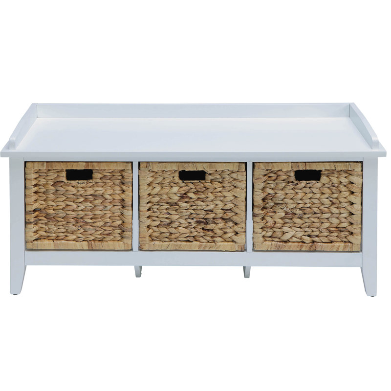 Banc bas à profil bas avec 3 compartiments de rangement pour panier