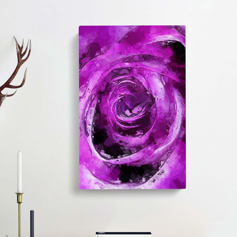 Striking Purple Rose In Abstract - Wrapped Canvas, 50cm H x 35cm W x 3cm D