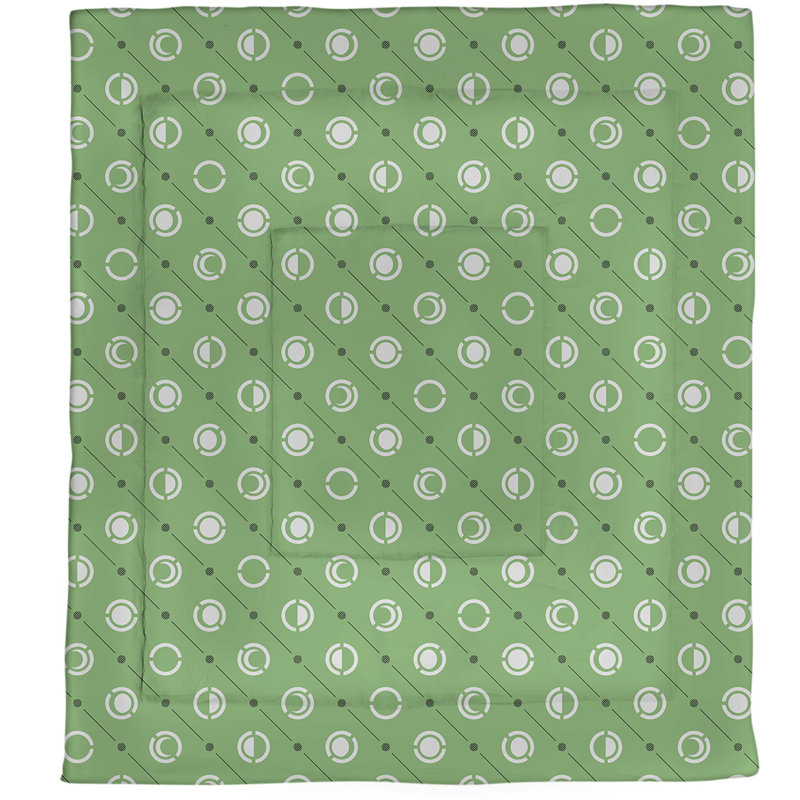 Édredon simple réversible en microfibre à deux couleurs Moon phases, Édredon grand, Vert/noir
