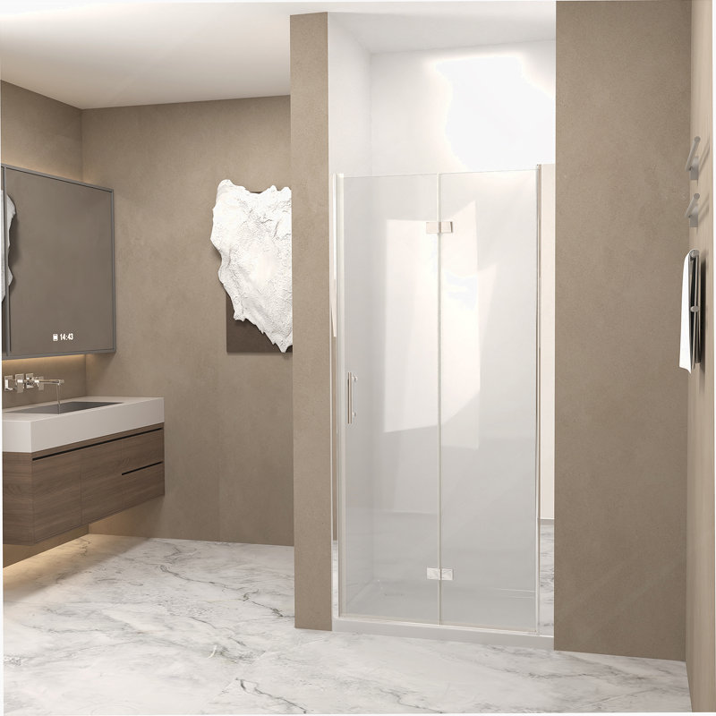 Shower Door, Tempered Glass Shower Door With Aluminum Frame, Explosion Proof Film, Chrome
