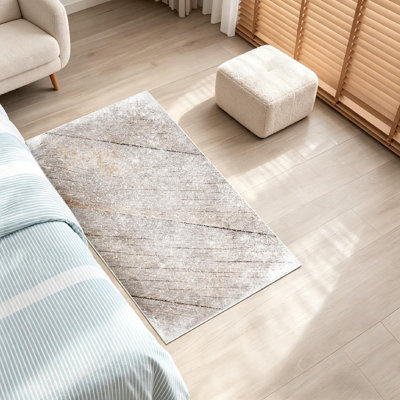 White Machine Washable,Old Wood with Snow Christmas Holiday Indoor Area Rug