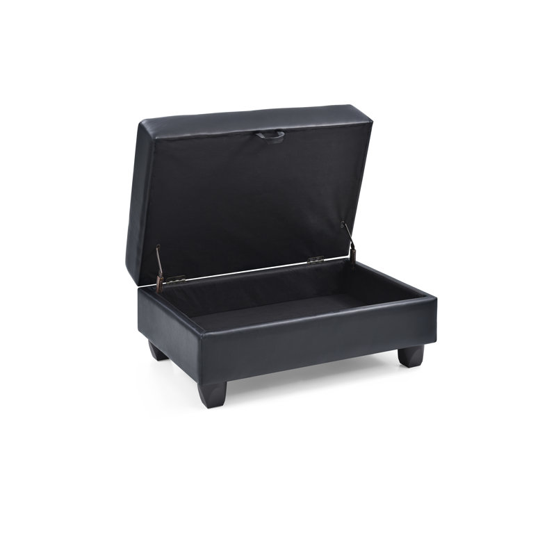 Bella Faux Leather Ottoman, Faux Leather Black