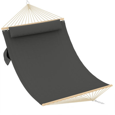 Hamac double matelassé de 12 pi avec barre d'écartement et coussin amovible, hamac robuste pour 2 personnes pour patio, près de la piscine, peut supporter jusqu'à 450 lb