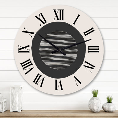 Minimal Primitive Bauhaus Monochrome Geometrics V Oversized Wall Clock