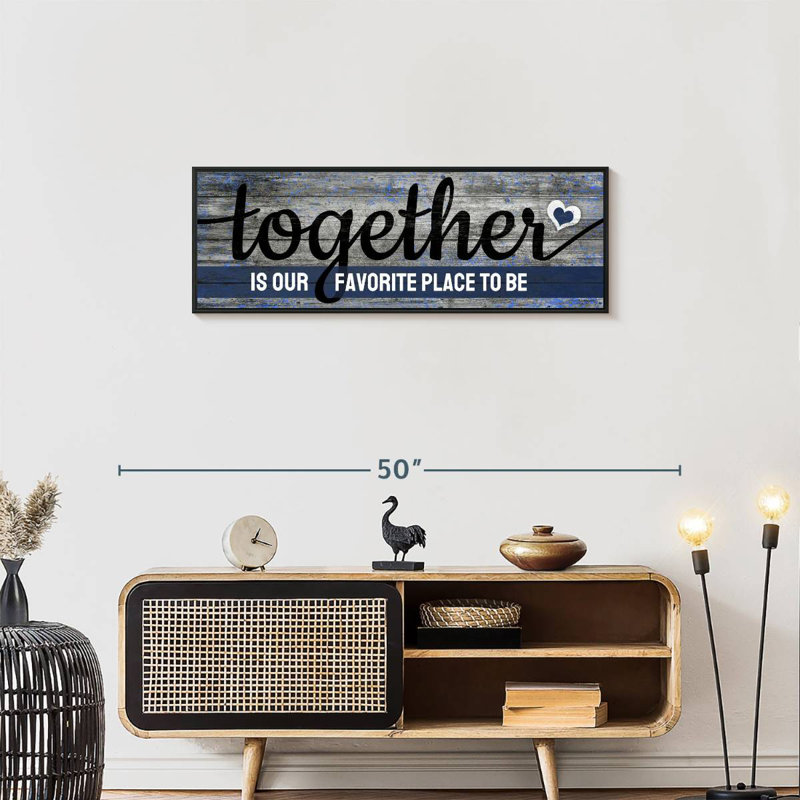 Plaque murale "Together", Cadre flottant noir, 37 po x 13 po