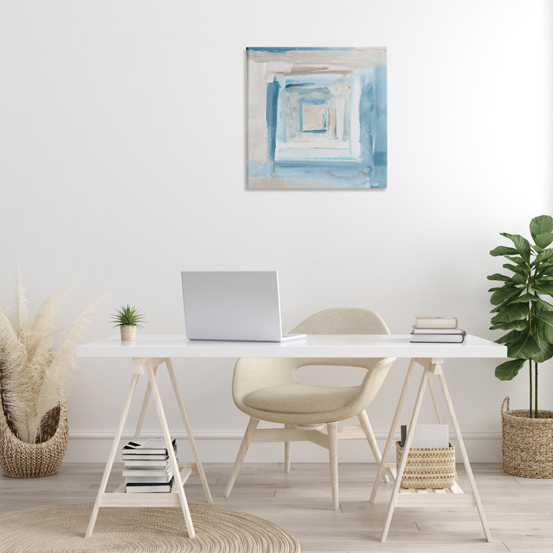 "Blue Layered Squares", art mural sur toile par Lanie Loreth, H 24 po x l 24 po