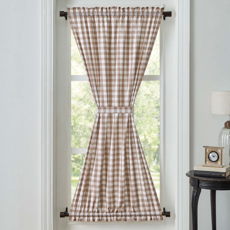 Annie Buffalo Check 100% Cotton Gingham Room Darkening Rod Pocket Single Curtain Panel, Portabella Brown