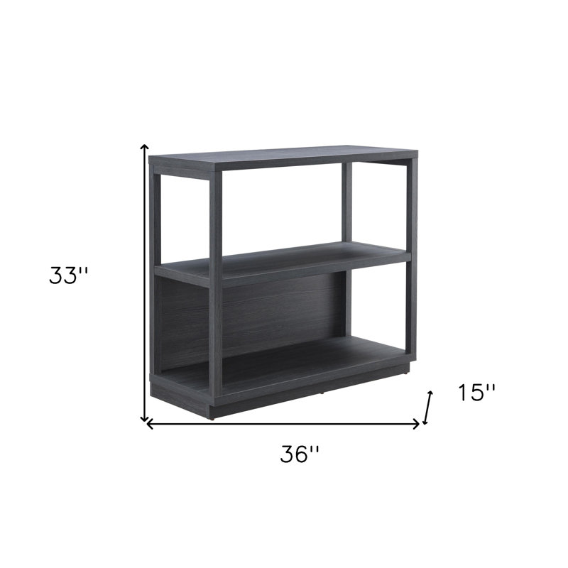 33" Three Tier Standard Bookcase, Dark Grey