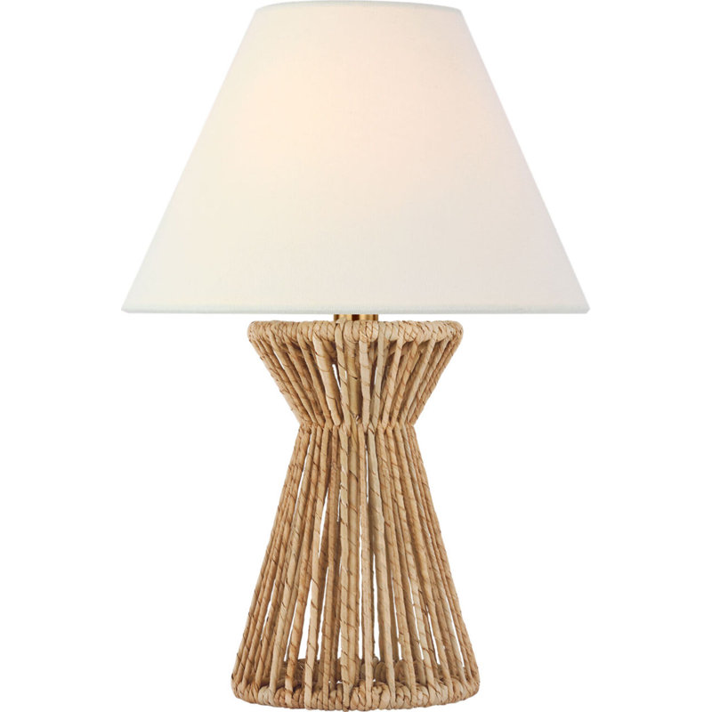Antigua 15" Cordless Accent Lamp in Natural Abaca with Linen Shade