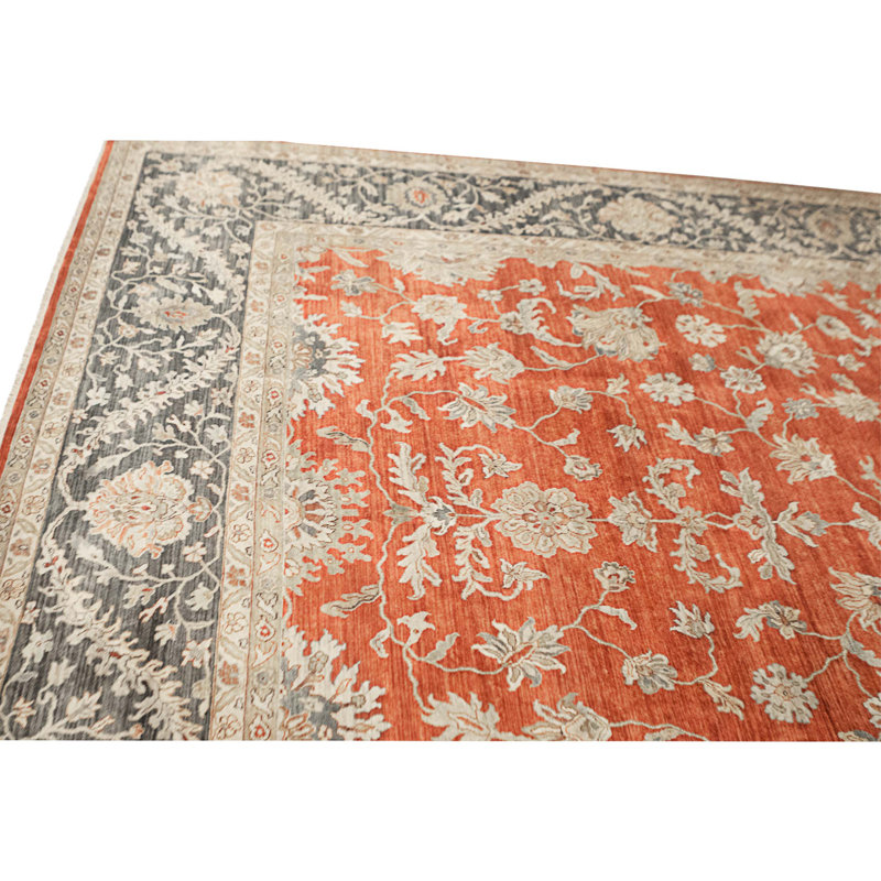 Tapis rouille et noir noué à la main de haute qualité