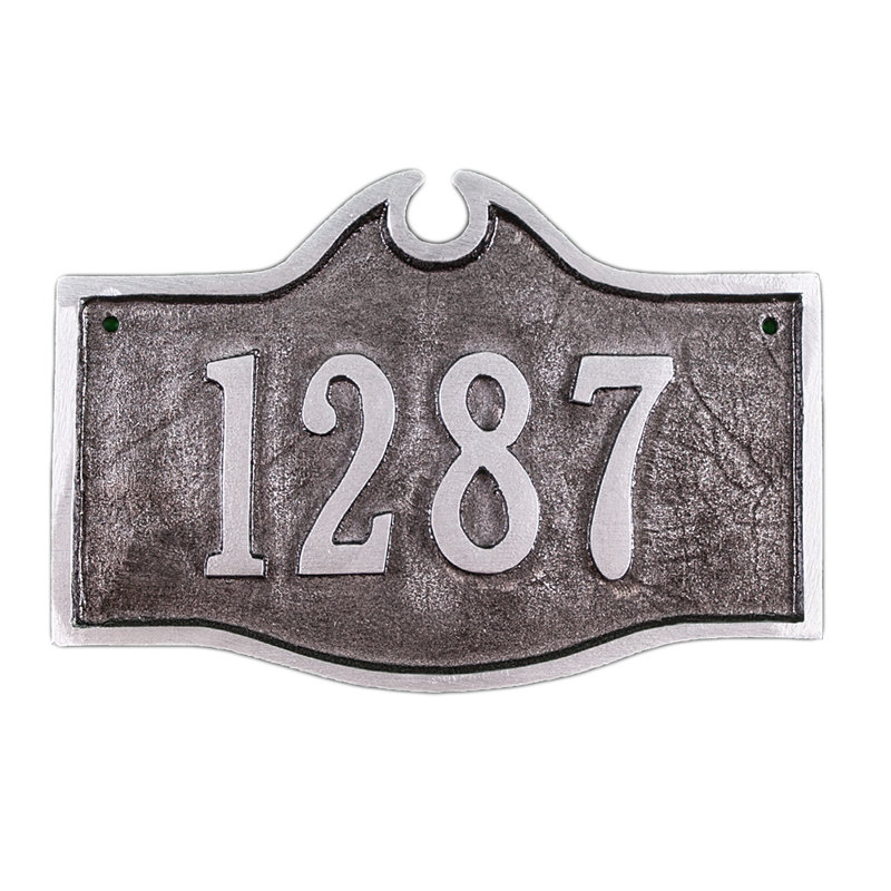 Plaque d'adresse murale 1 ligne Petite, Fer suédois / argent