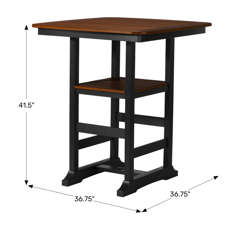 Table carrée 37 ", blanc, H 41,5 po x l 36,75 po x P 36,75 po, Brun clair / jaune