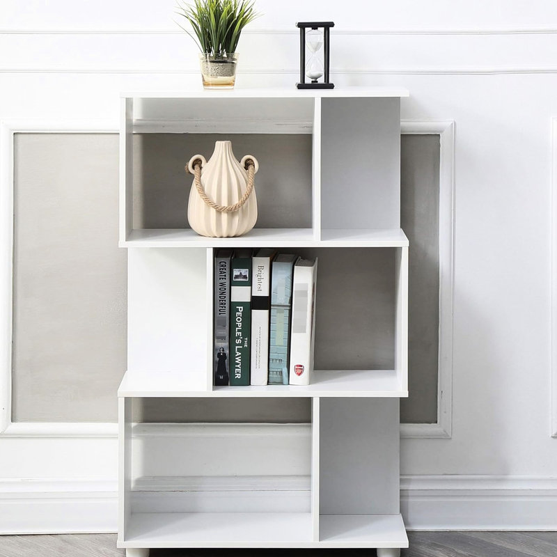 Bibliothèque blanche à 3 tablettes, idéale pour ranger des appareils électroniques, des livres et des décorations, bibliothèque américaine en bois, 24,09 po de profondeur, 38,03 po de hauteur, 9,02 de largeur, facile à assembler, largeur, faible entretien