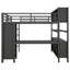 Metal Loft Bed With Wardrobe And Desk, Black Full Size, Storage For Teens Adults Size Storage, Black, Heavy Duty Desk-977615562