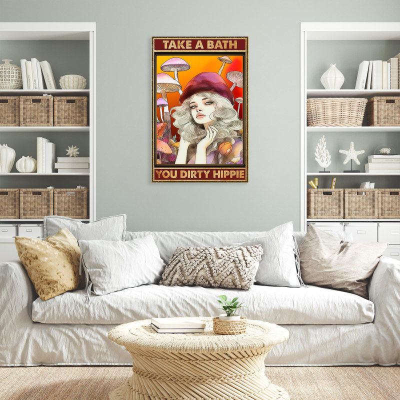 «Take A Bath You Dirty Hippie», reproduction d'art graphique sur toile tendue, H 36 po x l 24 po x P 1,25 po