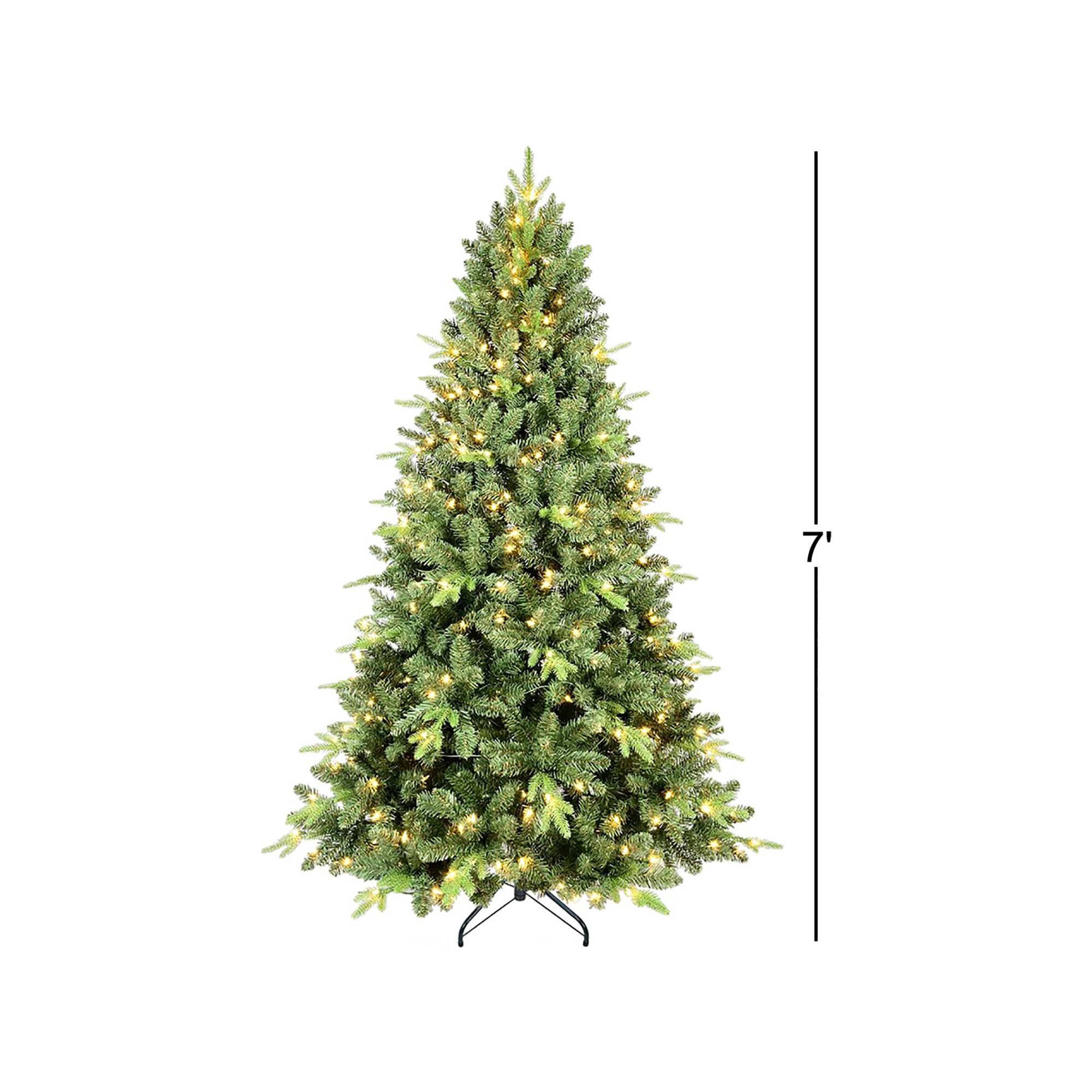 Pre-Lit Artificial Christmas Tree with Warm White Lights & PVC/PE Mixed Branch Tips, 7'