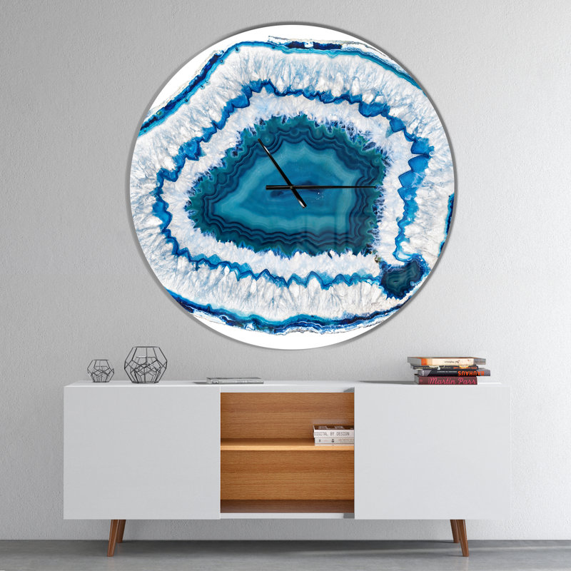 Blue Agate Crystal - Modern wall clock, Large