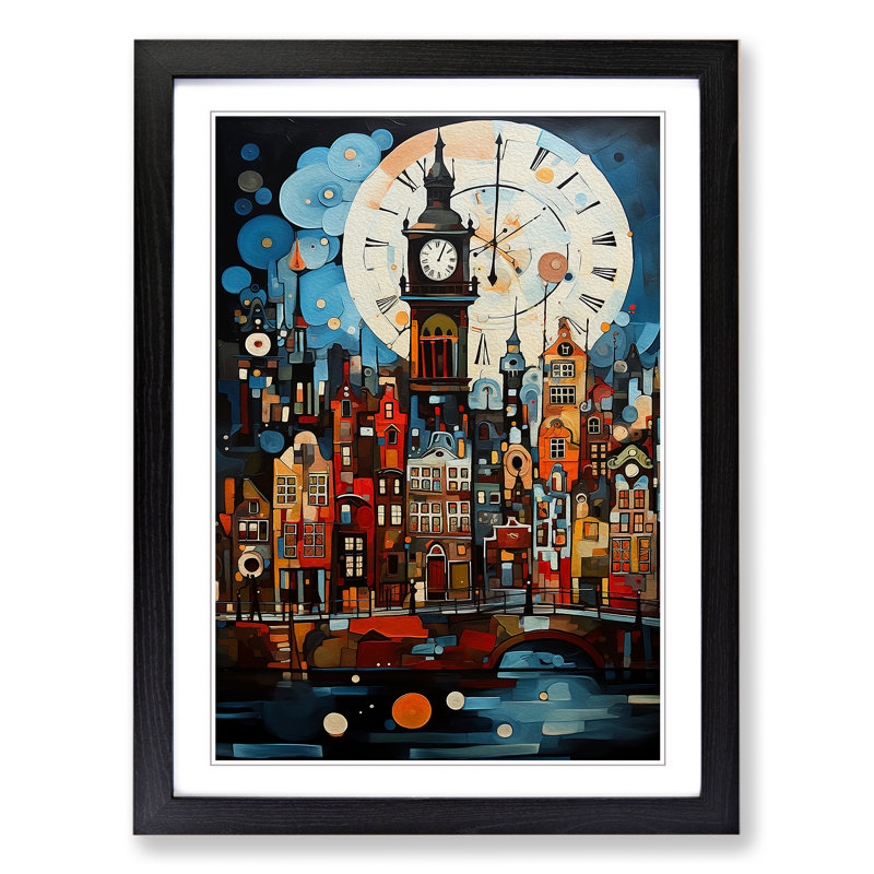 XYZ-FRM-V1223-1794 Amsterdam Dadaism - Single Picture Frame Print on Wood, Black, 46cm H x 34cm W x 2cm D