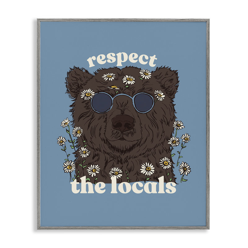 «Respect The Locals Bear», estampe numérique signée Two If By Sea Studios, H 20 po x l 16 po, Estampe numérique Farmhouse