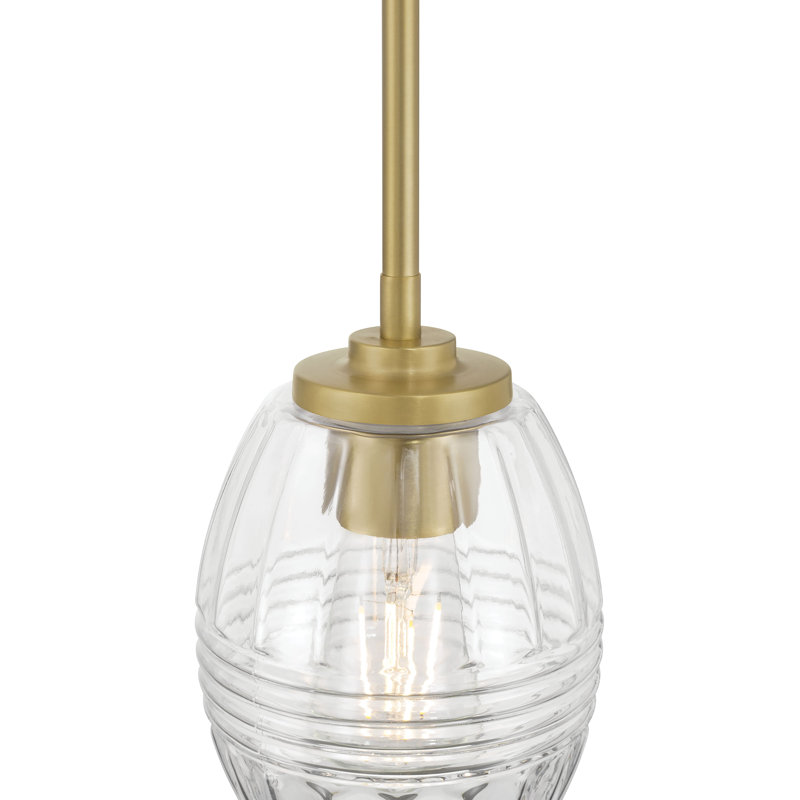 Mini-luminaire suspendu 1 lumière de 5,25 po Miravelle, Laiton rétro