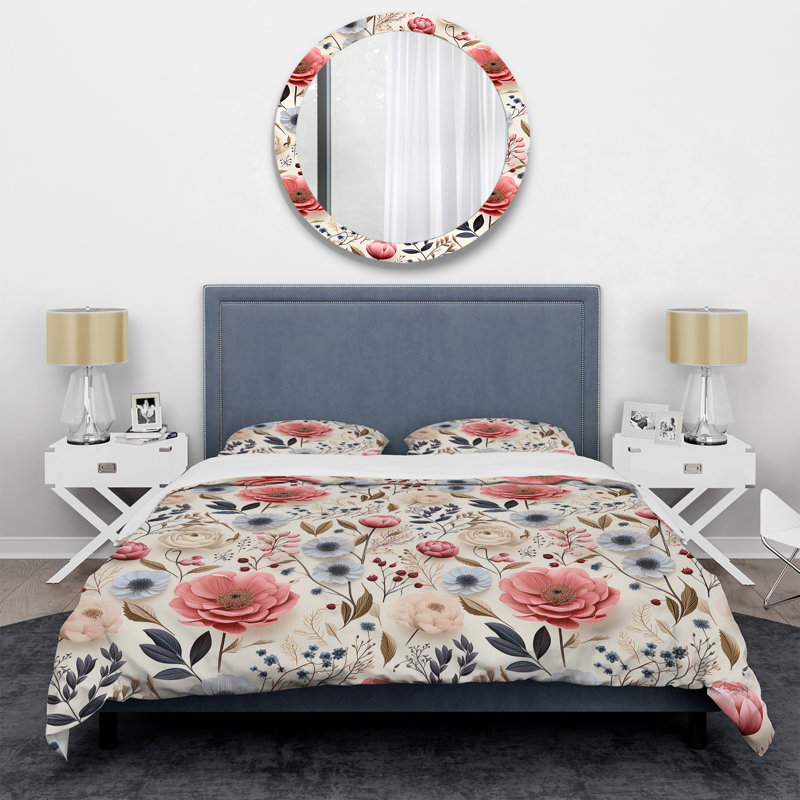 Ethereal Botanicals Ranunculus Pattern Duvet Cover, Twin Duvet Cover + 1 Standard Sham