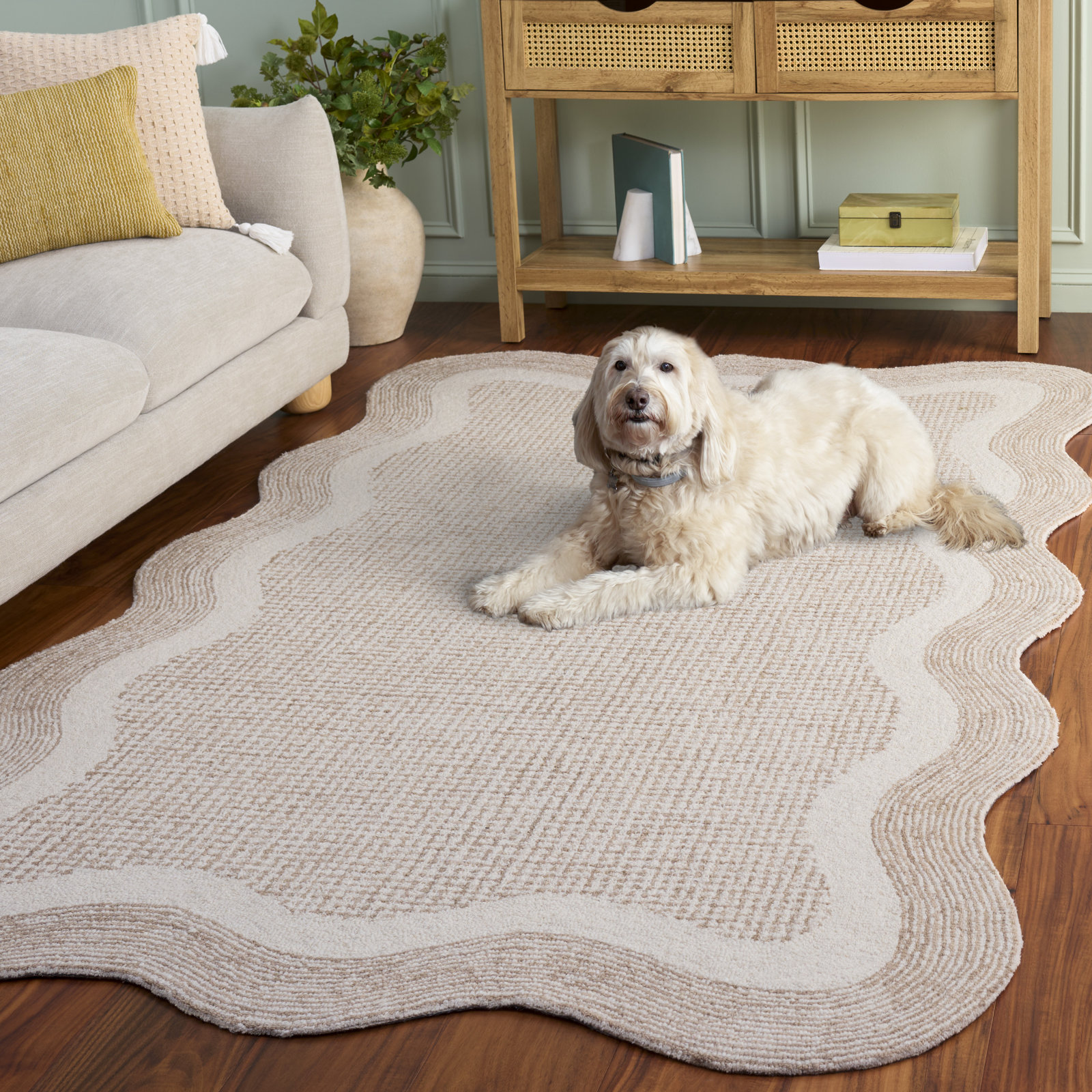 Hand-Tufted Geometric Wool Rug, Rectangle 5' x 8'