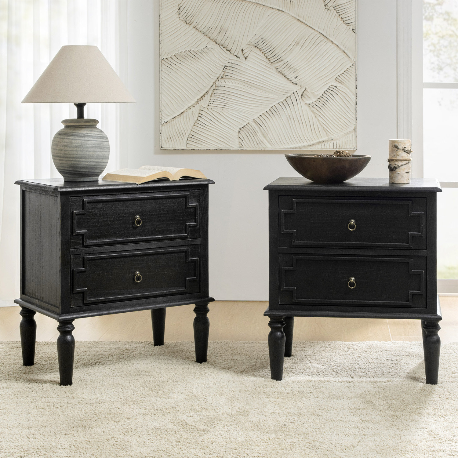 Timar 2 - Drawer Solid Wood Nightstand with Built-In Outlets and USB (Set Of 2)