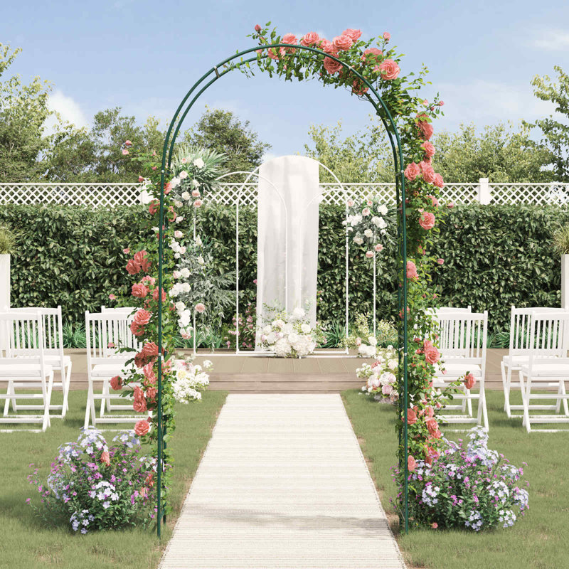 115cm W x 37cm D Steel Arbour, Green