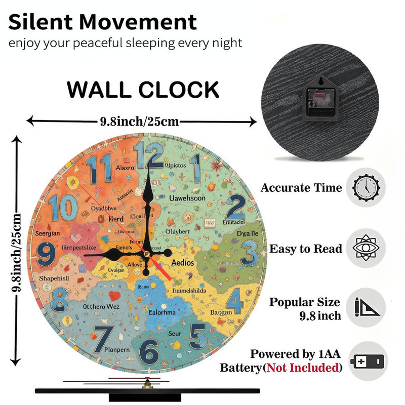 Horloge murale unique et colorée