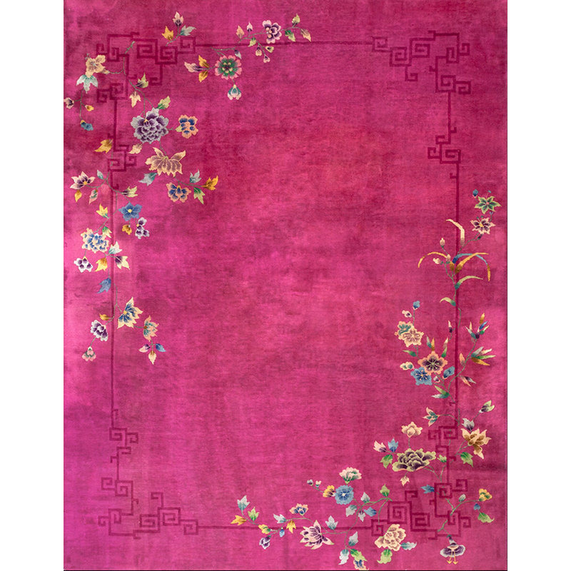 Hand Knotted Wool Area Rug in Pink
