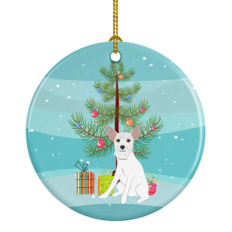 Ornement en céramique Schnauzer, Schnauzer blanc # 2