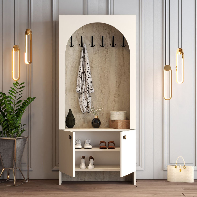 Almendarez Hall Stand, Cream/Travertine
